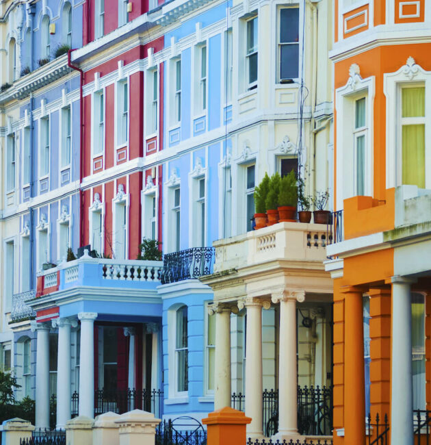 Façades colorées à Notting Hill