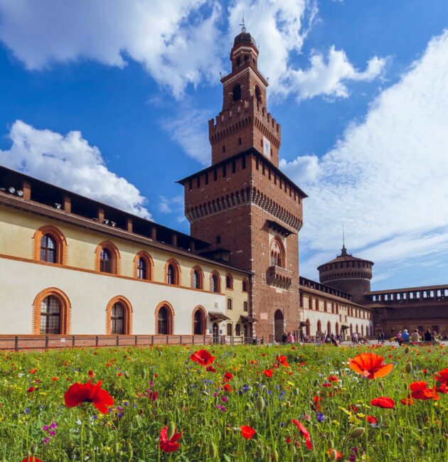 Le château des Sforza à proximité du Parco Sempione à Milan