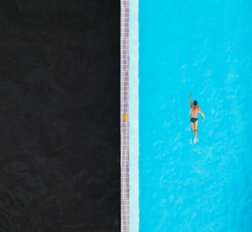 Aerial view of the pool on the Spree