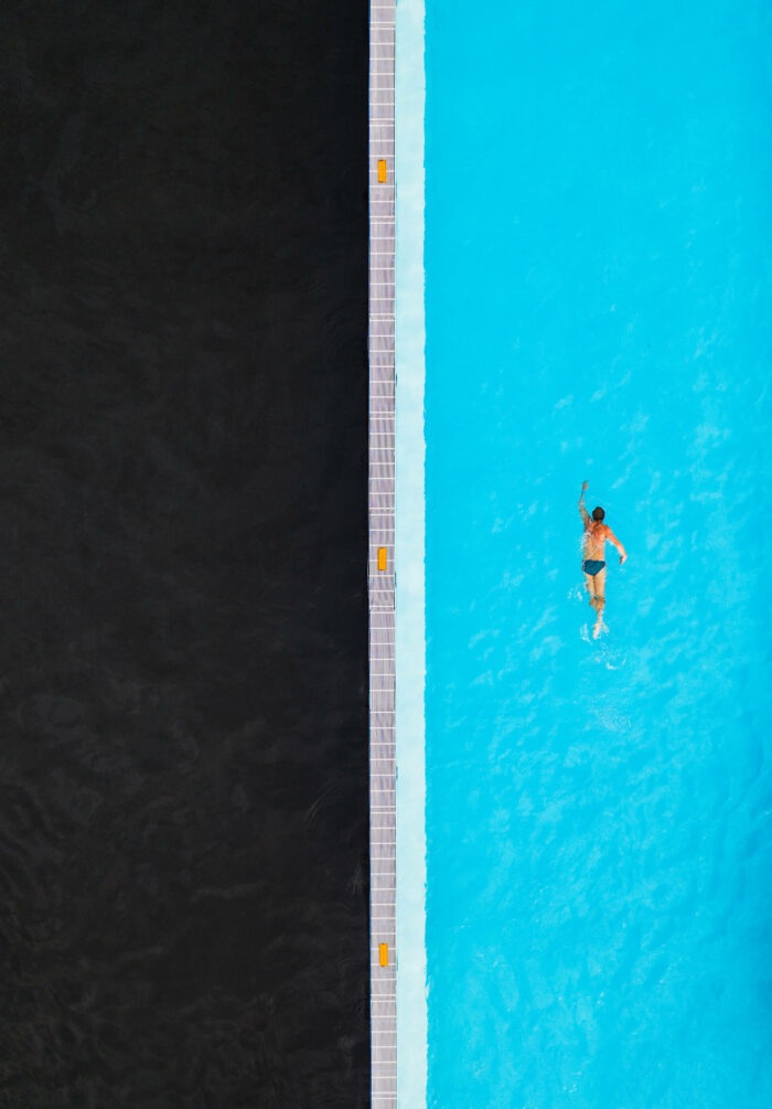 Vue aérienne de la piscine sur la Spree