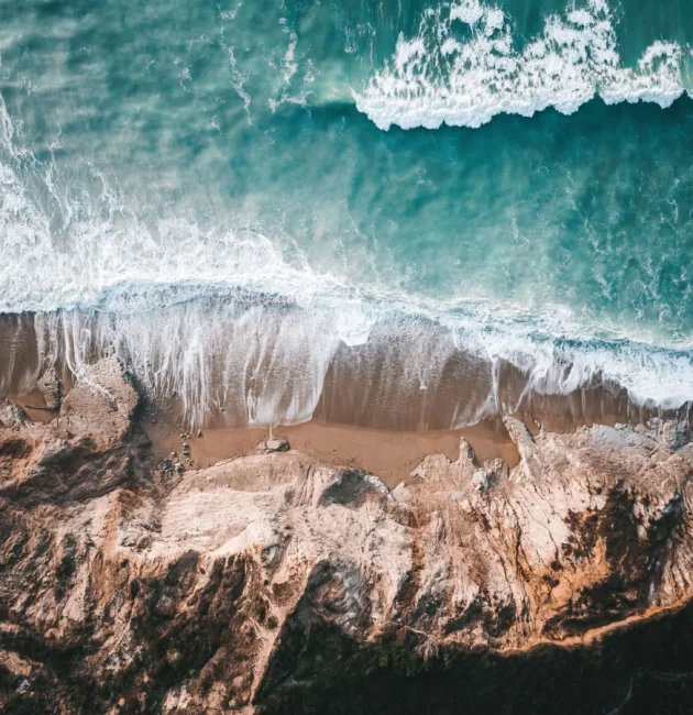 Vue aérienne de la mythique plage de la côte des basques