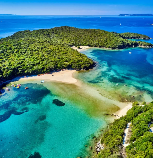 The blue lagoon cove on the deserted island of Syvota