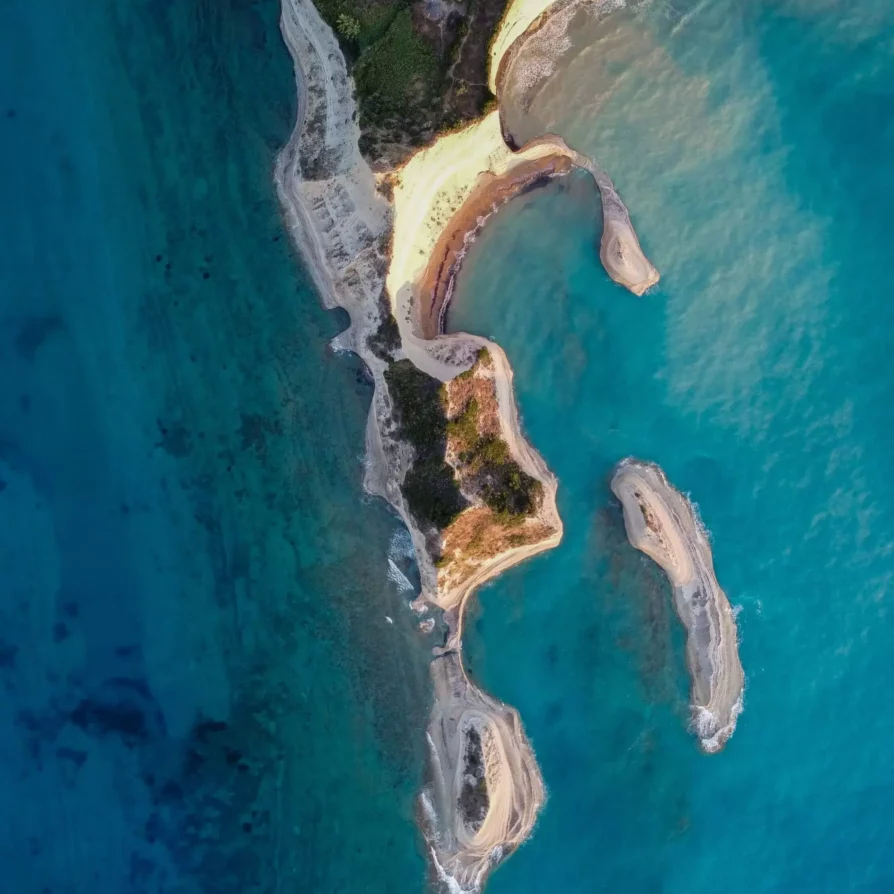 Vue aérienne de l'île de Corfou